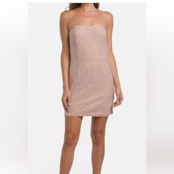 NWOT Dress The Polulation Leanne Lace Mini Dress in Blush-Tagged XL fits like M - Picture 4 of 14